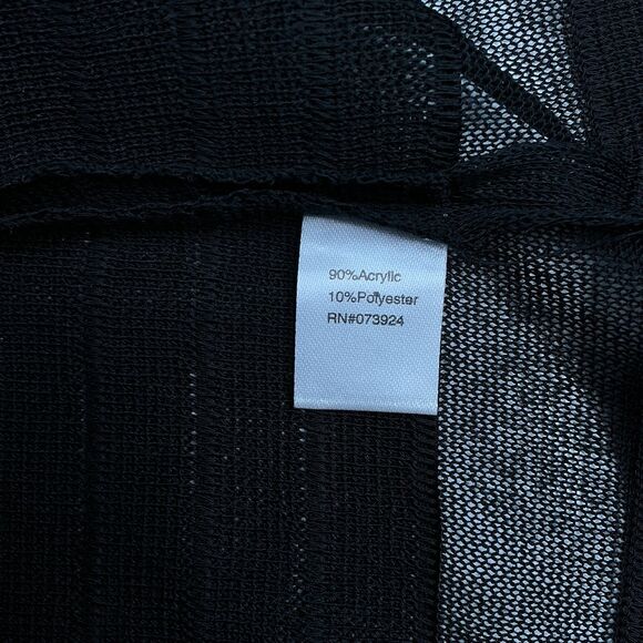 Ming Wang Cardigan Size M Black Sheer Stripe Quiet Luxury Whimsigoth Witchy Goth - Picture 10 of 12